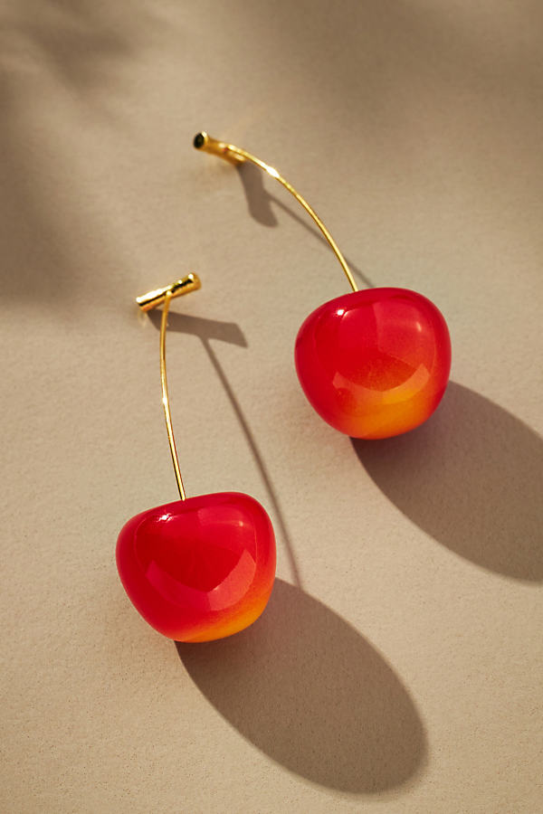 By Anthropologie Cherry Drop Earrings In Orange