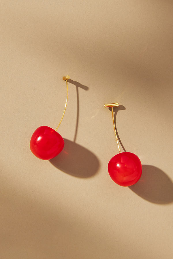 By Anthropologie Cherry Drop Earrings In Red