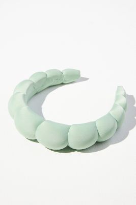 By Anthropologie Satin Bubble Headband In Mint