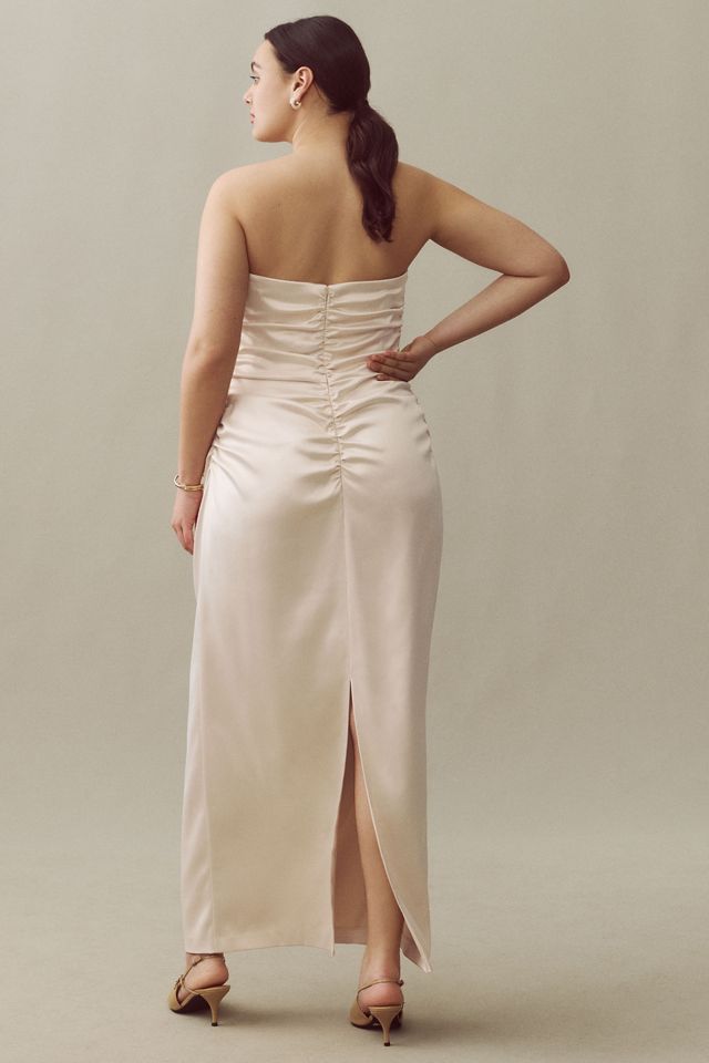 BHLDN Selena Strapless Stretch Satin Midi Dress #2