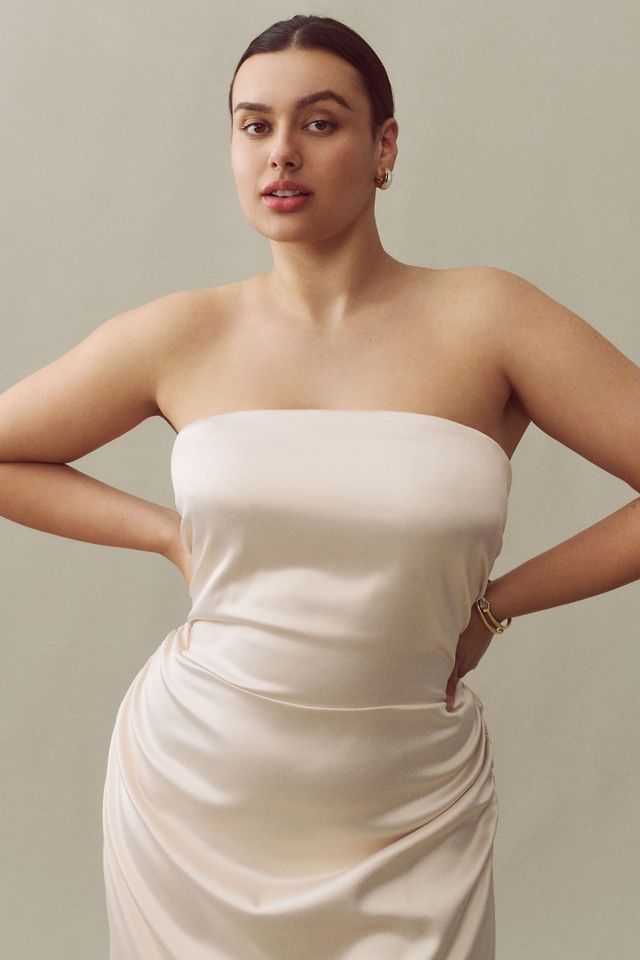 BHLDN Selena Strapless Stretch Satin Midi Dress #1