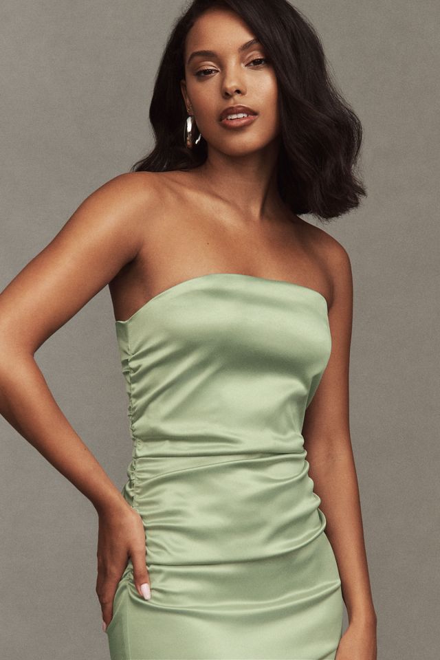 BHLDN Selena Strapless Stretch Satin Midi Dress #2