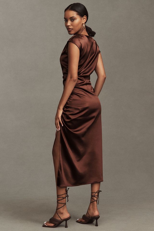 BHLDN Francesca High-Neck Stretch Satin Midi Dress #1