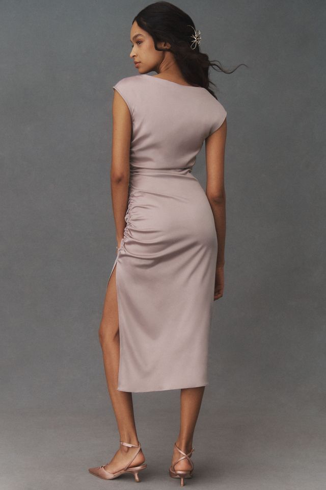 BHLDN Francesca High-Neck Stretch Satin Midi Dress #1