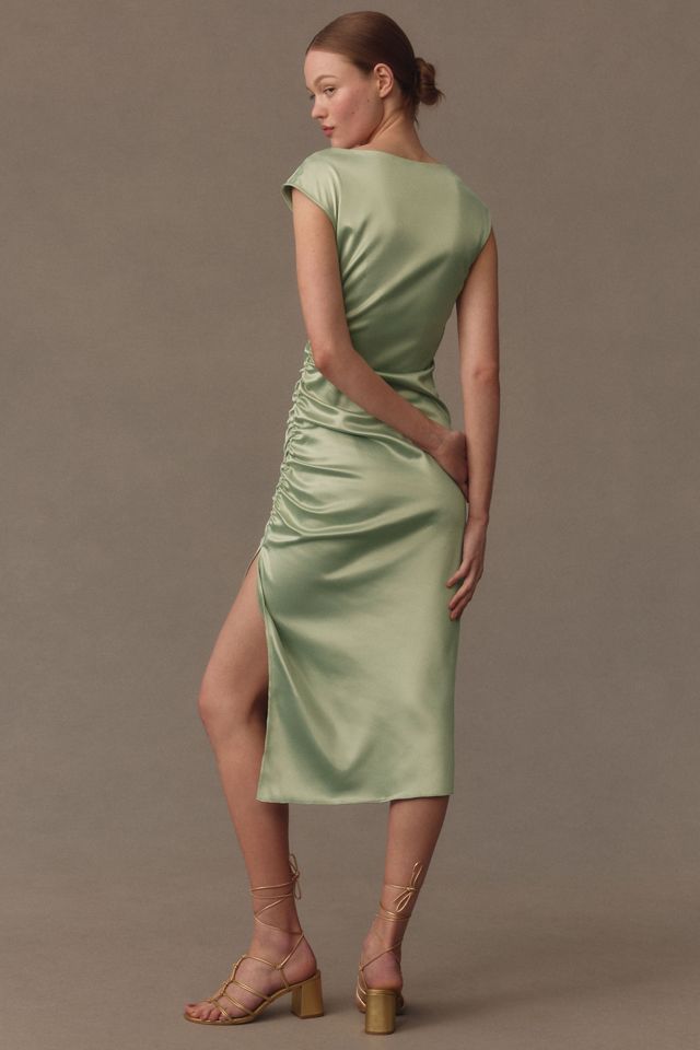 BHLDN Francesca High-Neck Stretch Satin Midi Dress #1