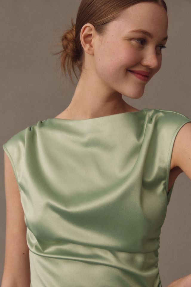 BHLDN Francesca High-Neck Stretch Satin Midi Dress #2