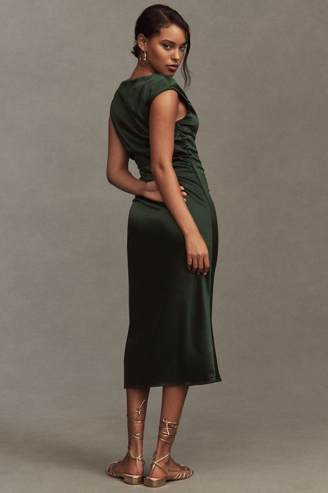 BHLDN Francesca High-Neck Stretch Satin Midi Dress
