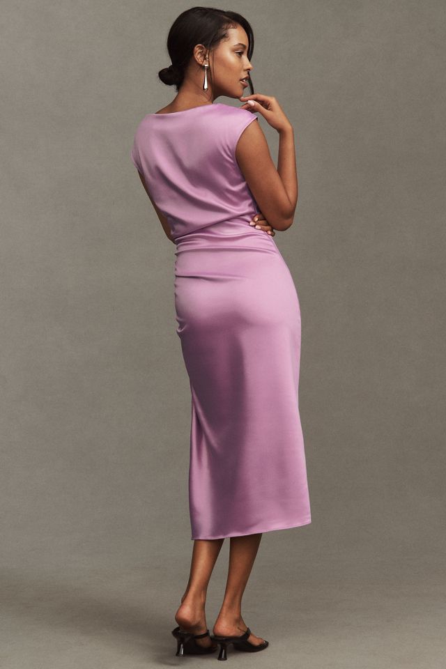 BHLDN Francesca High-Neck Stretch Satin Midi Dress #1