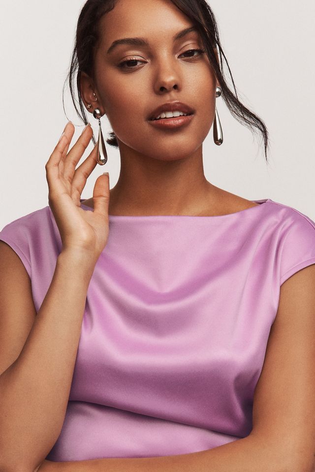 BHLDN Francesca High-Neck Stretch Satin Midi Dress #2