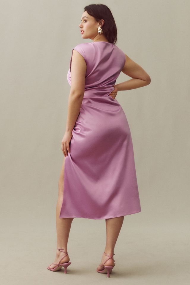 BHLDN Francesca High-Neck Stretch Satin Midi Dress #5
