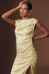 BHLDN Francesca High-Neck Stretch Satin Midi Dress