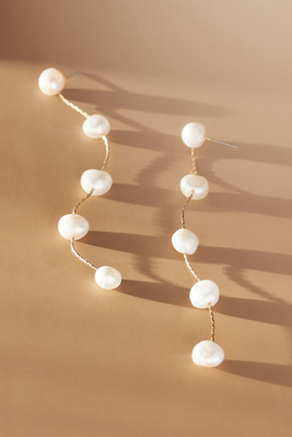 Ettika Dripping Pearl Delicate Drop Earrings In Gold