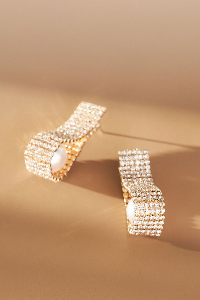 Ettika Swaddled Pearl Crystal Teardrop Earrings #1