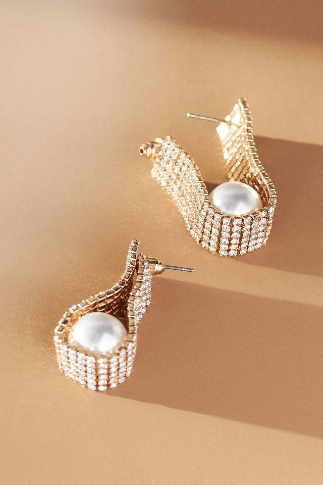 Ettika Swaddled Pearl Crystal Teardrop Earrings #2