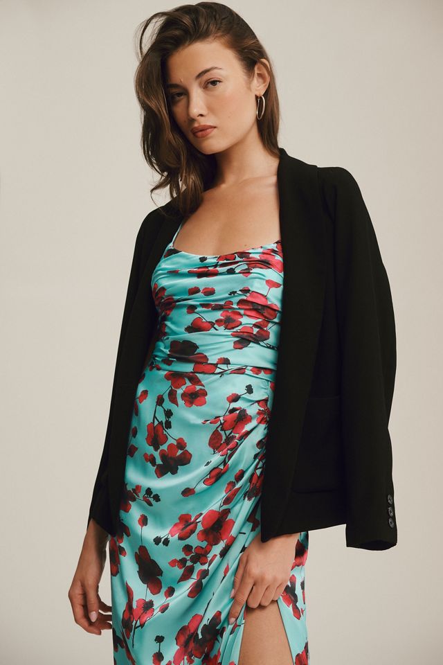 Hutch Luxe Sleeveless Ruched Side-Slit Satin Maxi Dress | Anthropologie