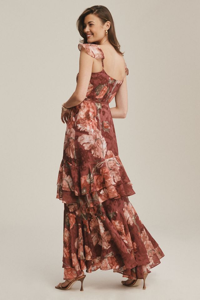 Hutch Senna Floral Flutter-Sleeve Tiered Maxi Wrap Dress #2
