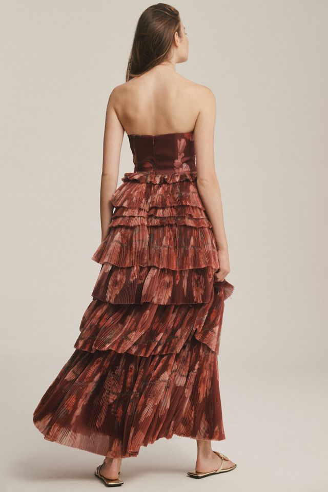 Hutch Nalina Strapless Floral Tiered Tulle Maxi Dress #2