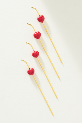 Cherry Garnish Cocktail Picks, Set of 4