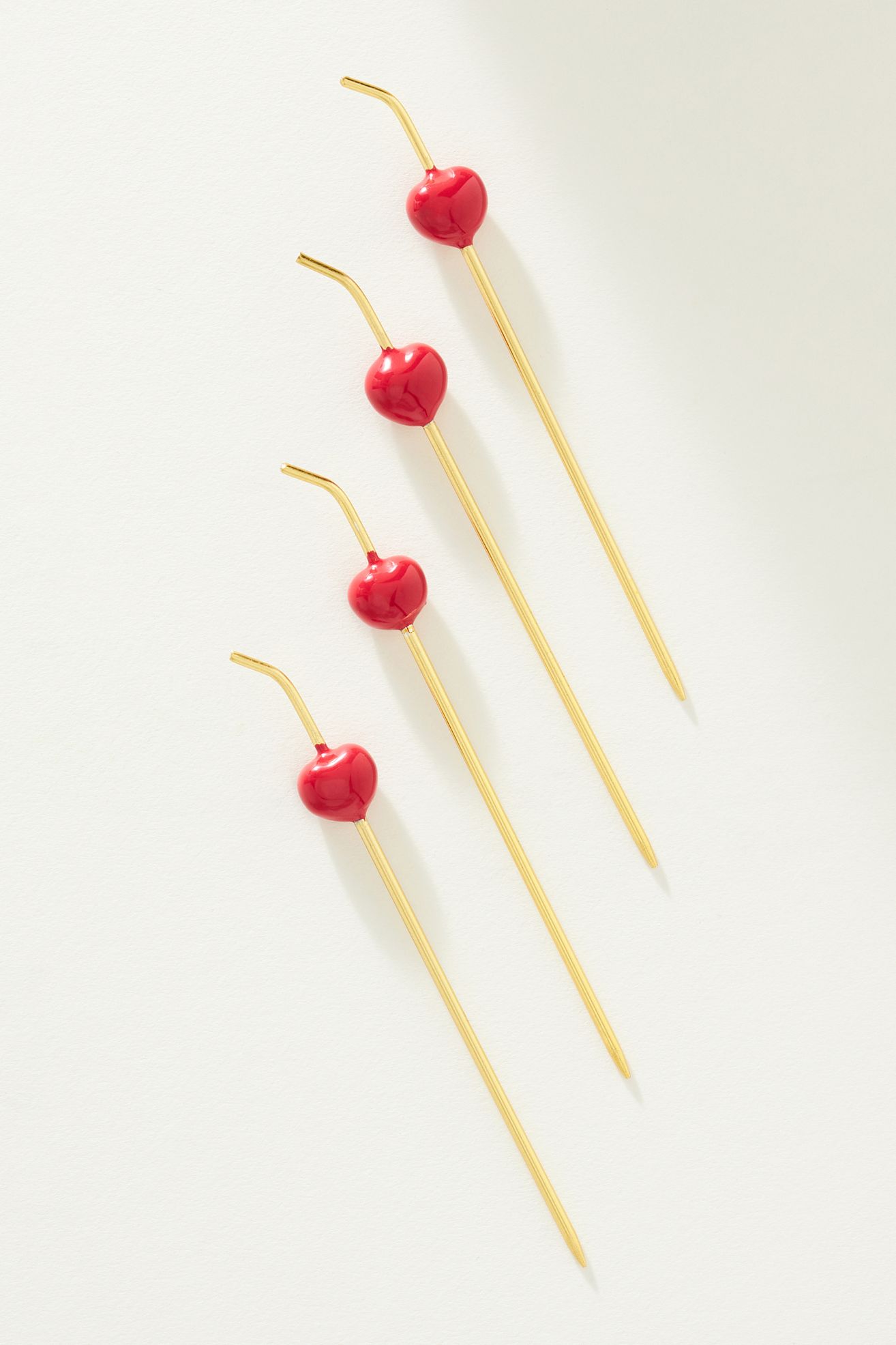 Cherry Garnish Cocktail Picks, Set of 4 - Multi, Set Of 4