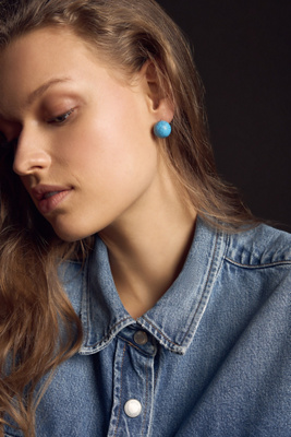 By Anthropologie Mixed Ball Front-Back Earrings, Set of 2