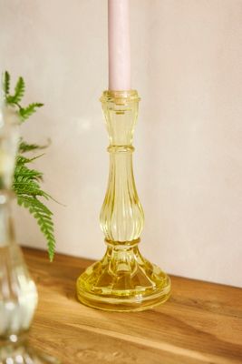 Terrain Tinted Glass Candlestick, Tall In Yellow
