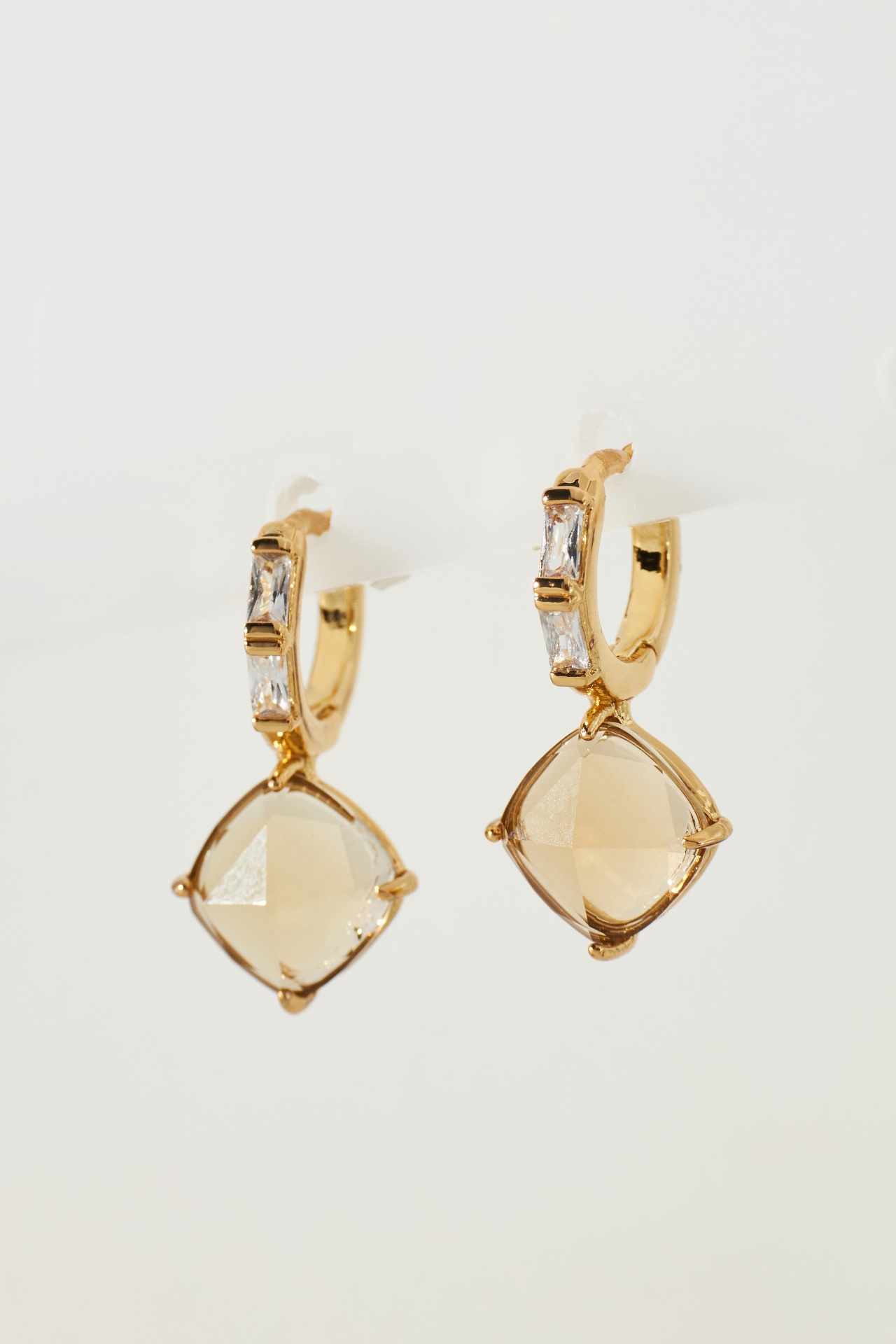 Crystal Hoop Stone Pendant Earrings