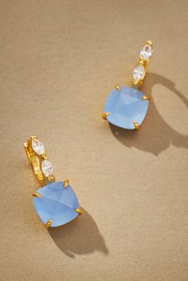 By Anthropologie Crystal Hoop Stone Pendant Earrings In Blue