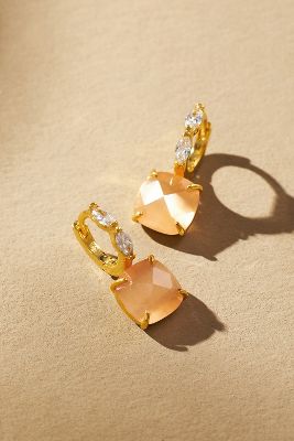 Shop By Anthropologie Crystal Hoop Stone Pendant Earrings In Orange