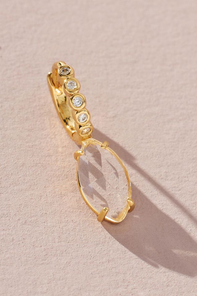 Crystal Hoop Stone Pendant Earrings #1