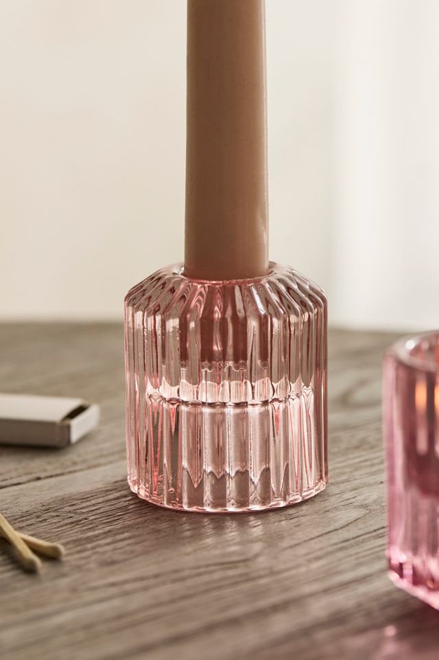Ribbed Glass 2-in-1 Taper and Votive Holder #1