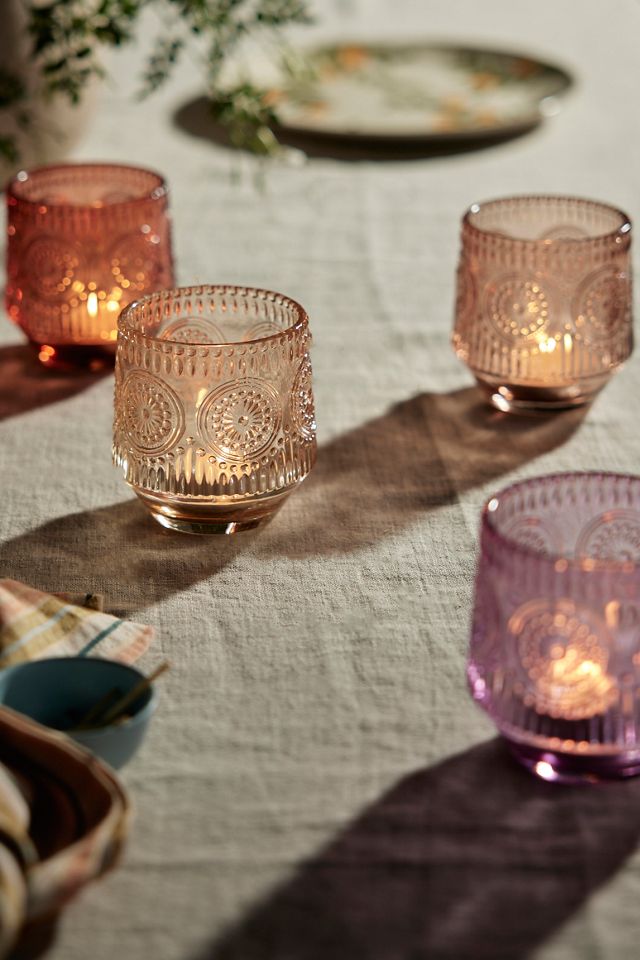 Colorful Medallion Glass Votive #1