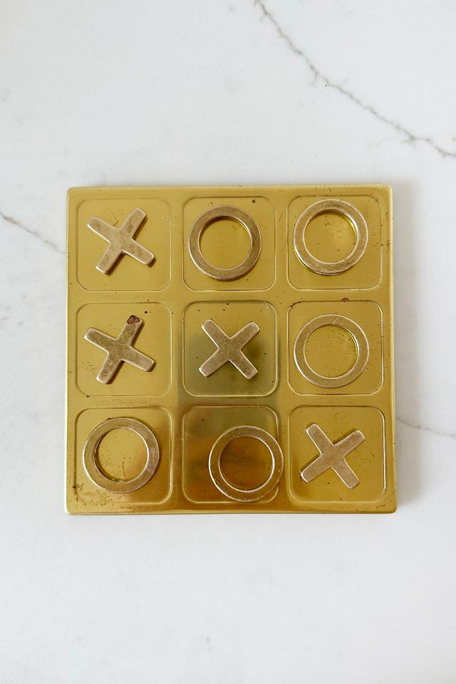 Old Flame Candle Co. Vintage 1960s Brass Tic Tac Toe Set #1
