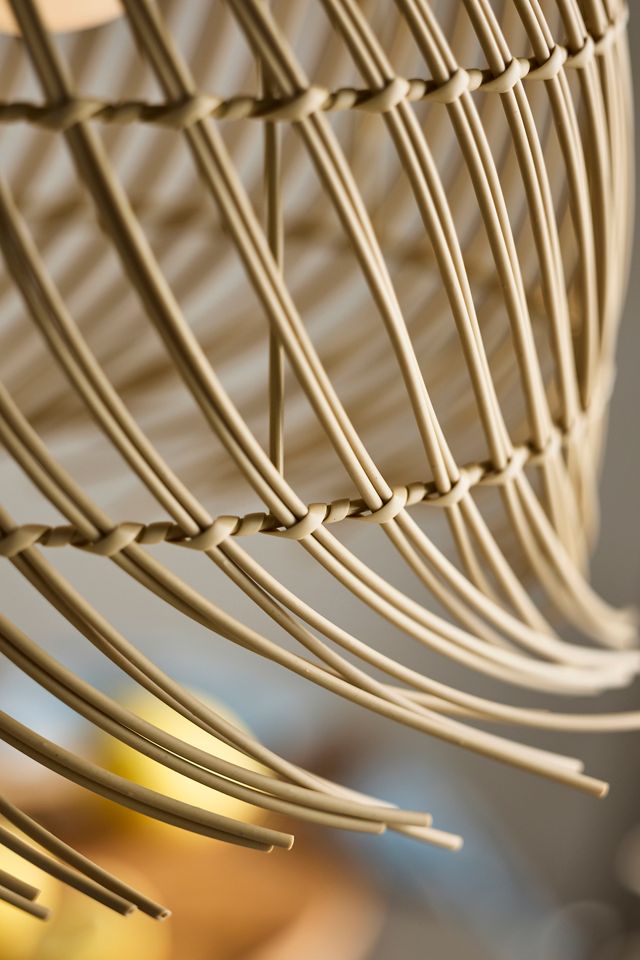 Solar Raw Edge Wicker Outdoor Pendant Light #1