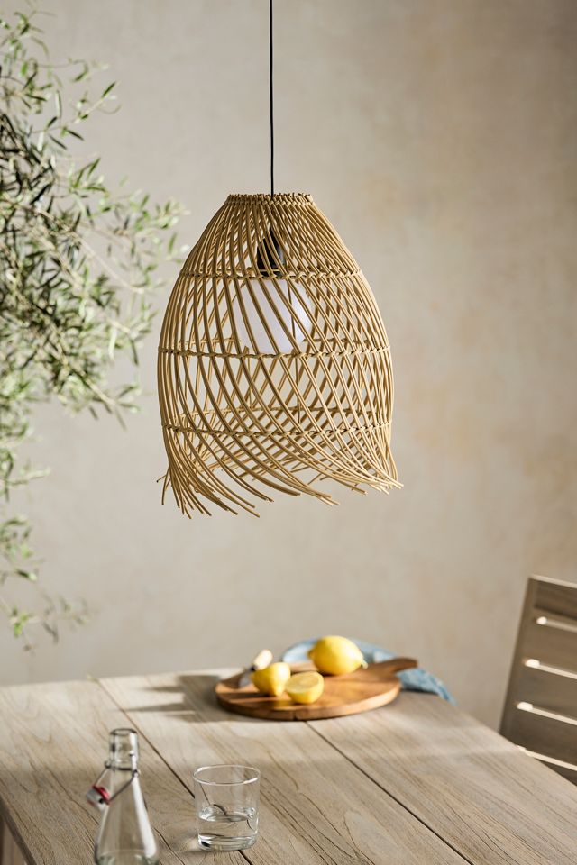 Solar Raw Edge Wicker Outdoor Pendant Light #2