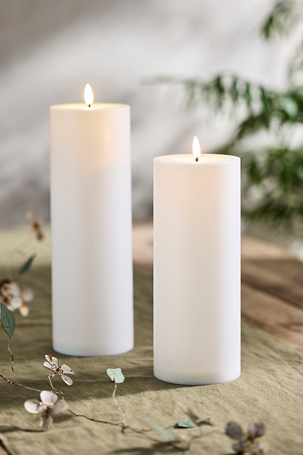Terrain Outdoor Flameless Pillar Candle In White