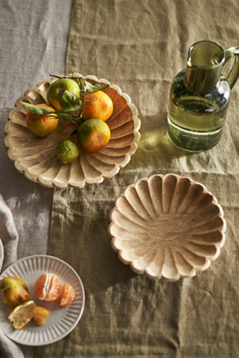 Scalloped Wood Serving Dishes, Set of 2