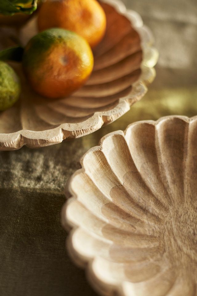 Scalloped Wood Serving Dishes, Set of 2 #1