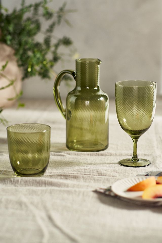 Green Ripple Glassware Collection