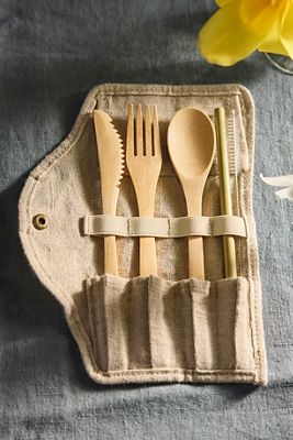 Linen + Bamboo Portable Utensil Set