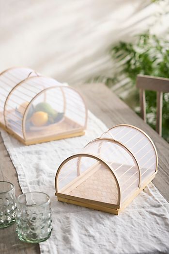 Covered Bamboo Trays, Set of 2