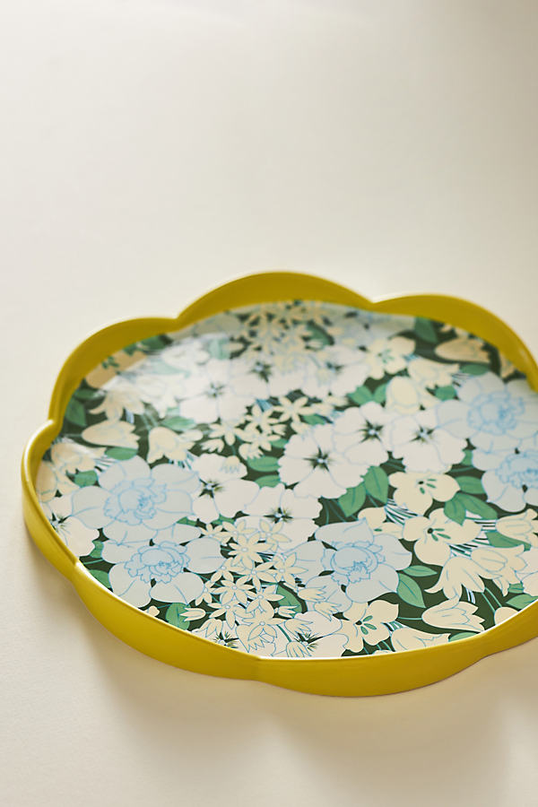 Lyla Floral Scalloped Round Serving Tray