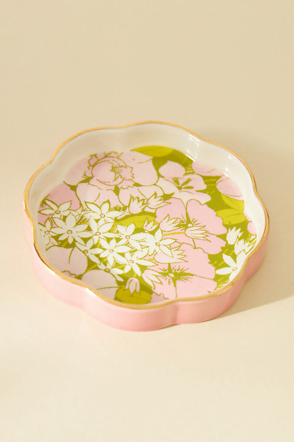 Lyla Floral Scalloped Ceramic Trinket Dish