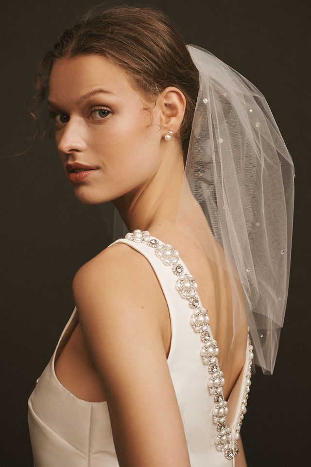 Brooklyn Scattered Crystal Mini Veil - Ivory & Co