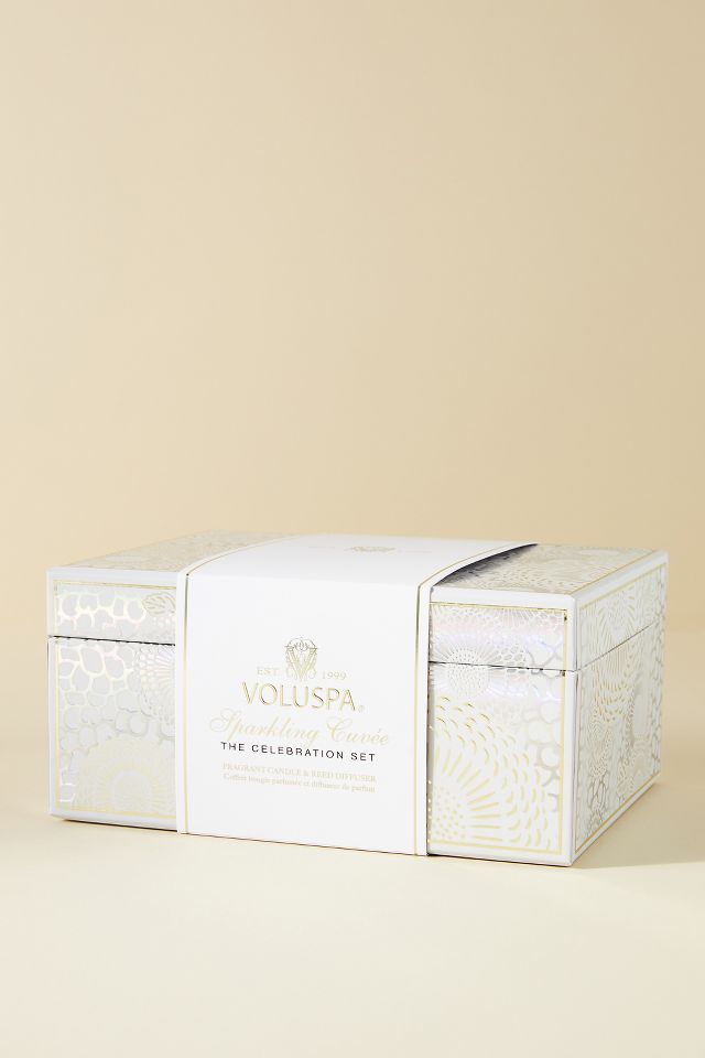 Voluspa Sparkling Cuvée Glass Jar Candle & Reed Diffuser Set ...