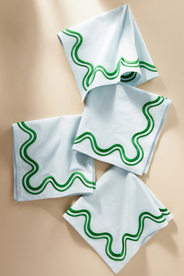 Anthropologie Madeline Napkins, Set Of 4 In Green