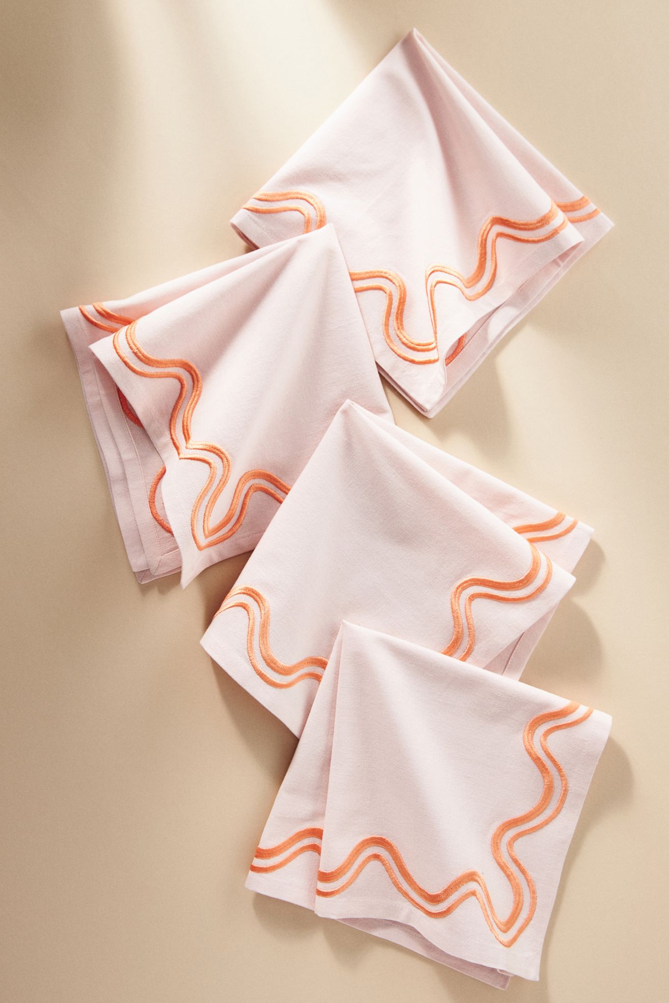Madeline Embroidered Napkins, Set of 4 - Pink, Set Of 4