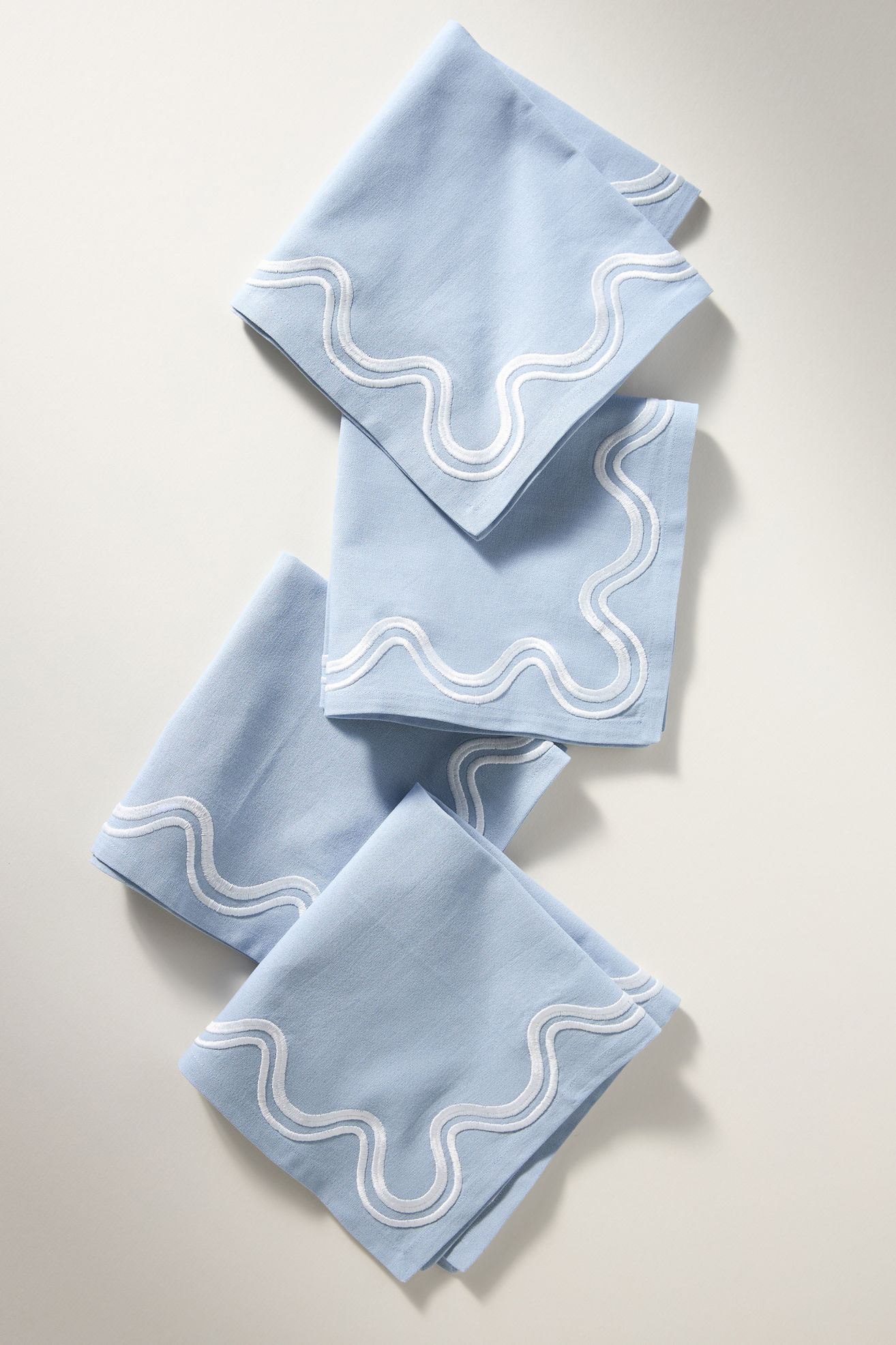 Madeline Embroidered Napkins, Set of 4 - HYDRANGEA, Standard, Set Of 4
