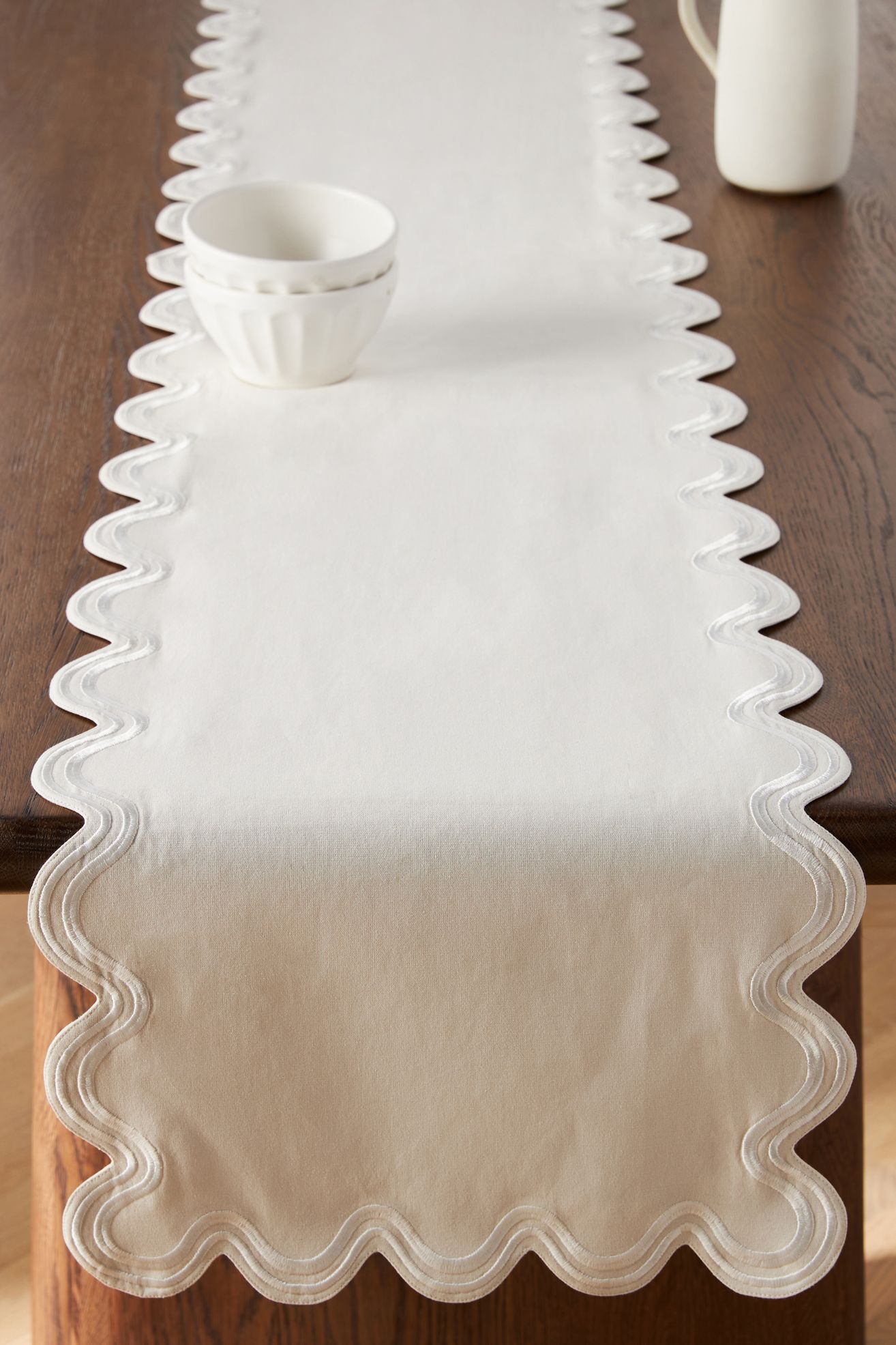 Madeline Embroidered Table Runner - Neutral, Standard, One Size