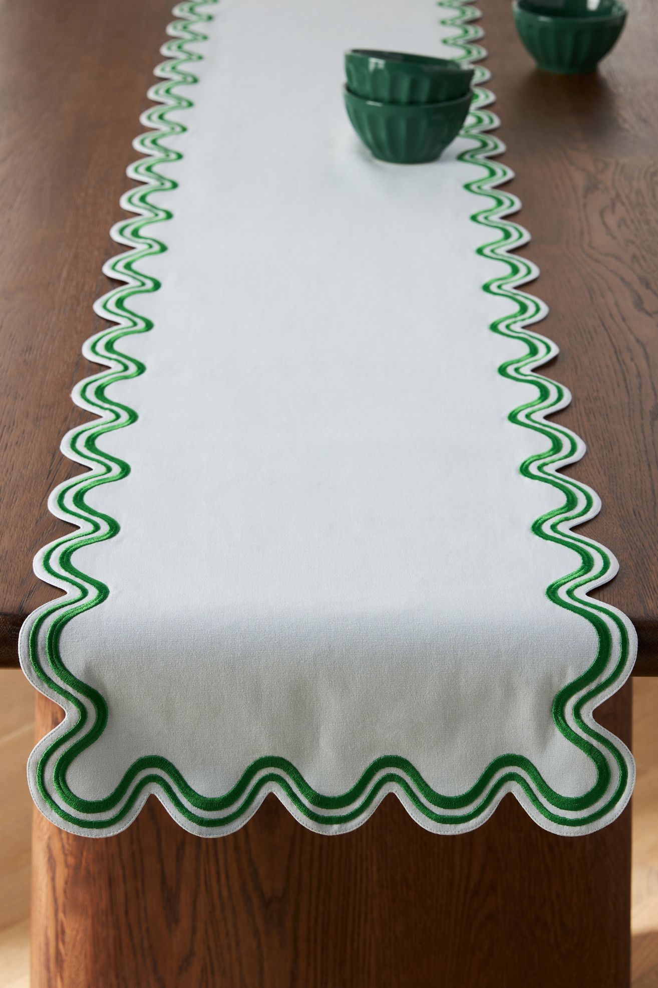 Madeline Embroidered Table Runner - Sky, One Size
