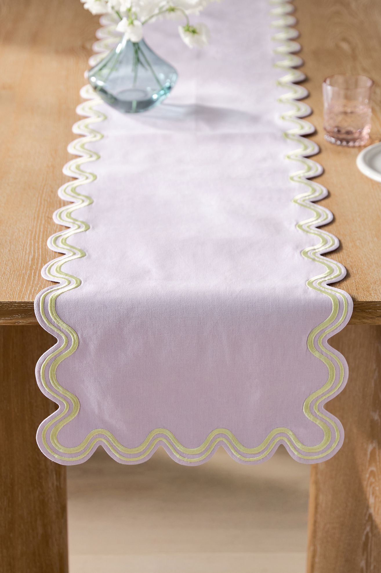 Madeline Embroidered Table Runner - Lavender, Standard, One Size